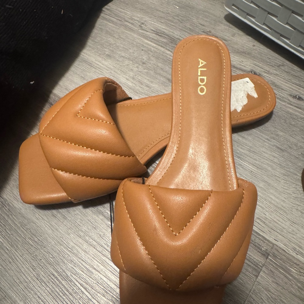 Aldo Women's Brown Quilted Slide Sandals